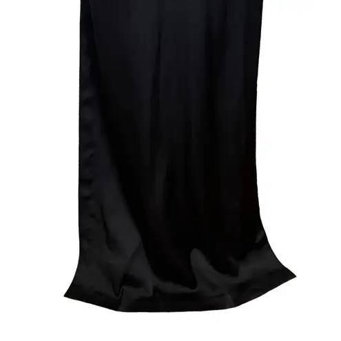 AQ/AQ  Madison Plunge Neck Satin Maxi Dress Black Side Slit Women’s Size 0