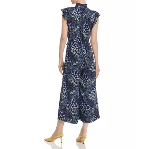 Rebecca Taylor Ava Blue Floral Print Wide Leg Silk Jumpsuit Size 0
