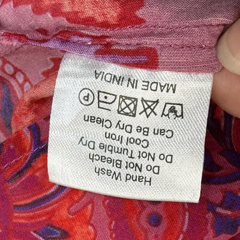 Love the Label Button Down Shirt Top Womens L Long Sleeve Patterned Pockets Pink Size L - Image 7