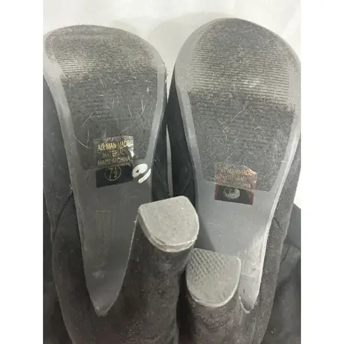 Womans MVE 7.5 Black Faux Suede Knee Length Full Zip Platform Heel Boots