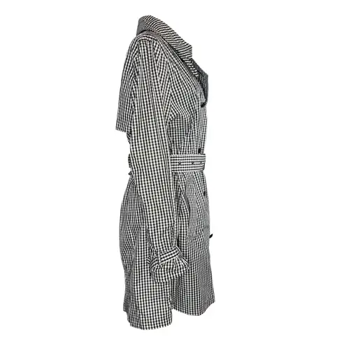 NWOT LRL Ralph Lauren Large Double Breasted Gingham Trench Coat Long Jacket Black