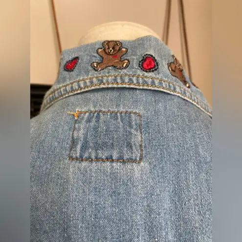 VTG Denim Republic Blue Bears Denim Sleeveless Front Pocket Vest, Size Large
