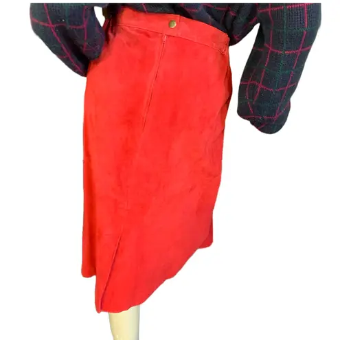 VINTAGE 1990'S RED SUEDE AUDREY JONES SKIRT (3X)