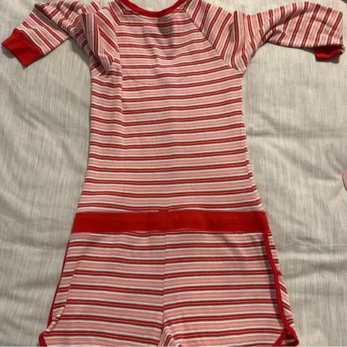 Victoria's Secret Victoria’s Secret Pink & Red Striped One Piece Romper Sleepwear Pajamas