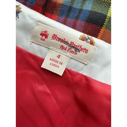 Brooks Brothers Red Fleece Traditional Plaid Pleated Skirt Size 4