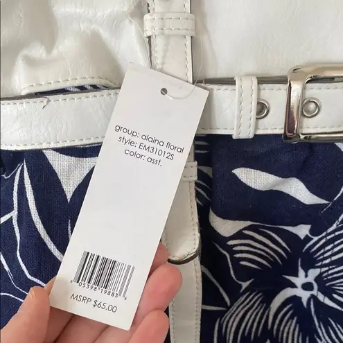 Emilie M NWT Floral Navy and White Shoulder Bag. Blue