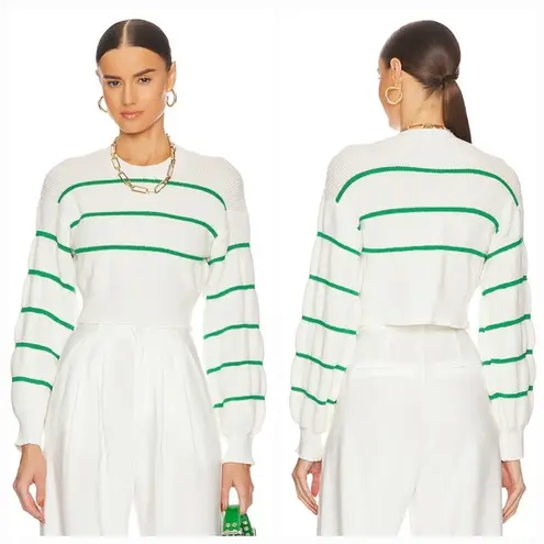 superdown  Sophia Stripe Sweater in White & Green