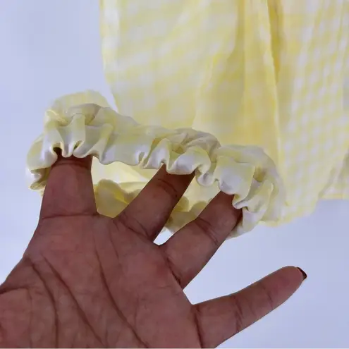 AVAVAV Firenze Sheer Gingham Puff Sleeve Top Feminine Prairie Lightweight Yellow Size L