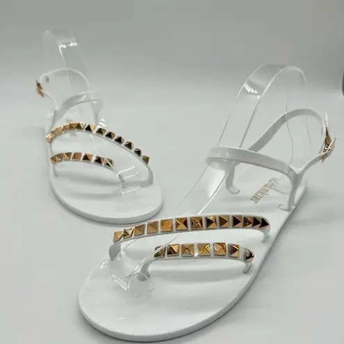 Olivia Miller Sandals Womens 7 White Studded Ankle Strap Sandal New