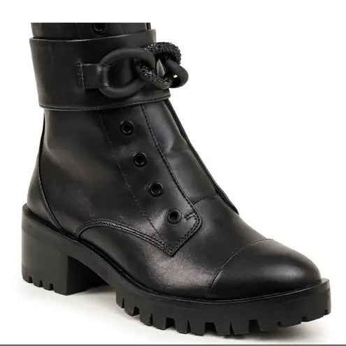 Karl Lagerfeld NIB Paris Pepper Boots Grommets meet buckled straps elegant 7.5