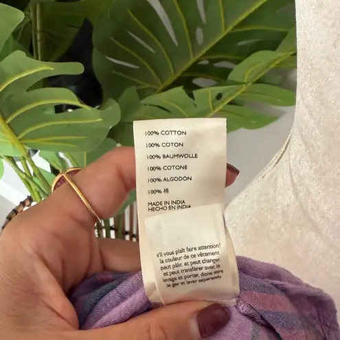 Anthropologie Pilcro Plaid Purple and Pink popover short sleeve Women's Top