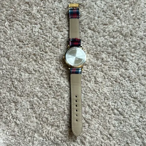 Accutime women’s vintage plaid flannel‎ gold tone red/green adjustable watch