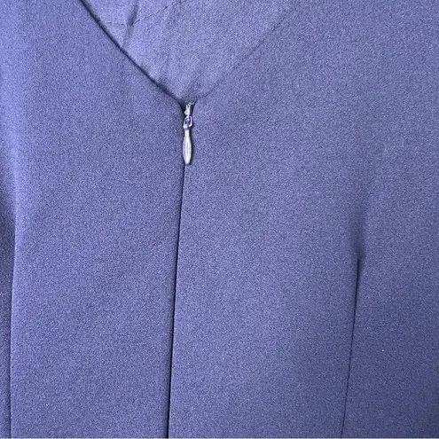 Betsy and Adam Size 4 Navy Blue Drape Back scuba Crepe Dress W/V-Neck Front Dress