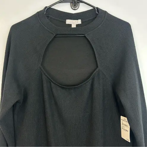 Chelsea28 NWT Black Long Sleeve Open Chest Midi Sheath Sweater Dress Size XL