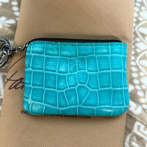 Patricia Nash  Norcia Croc Embossed Leather Crossbody Aqua with Zip Pouch