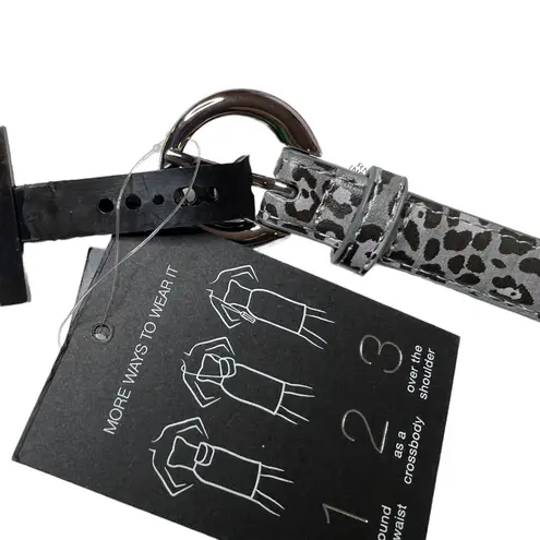 INC International Concepts Quilted Animal Print Convertible Belt Bag Grey XL Gray