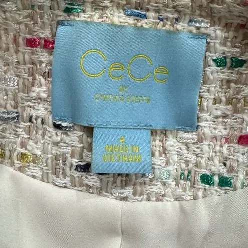 CeCe Tweed Multicolored Open Front Blazer Jacket Women’s 4