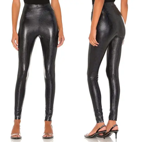 Commando • Faux Leather Animal-Print Leggings in Navy Snake blue black reptile