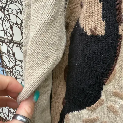 Christopher & Banks Y2K Giraffe Neutral Tone Cardigan Knit Sweater SMALL