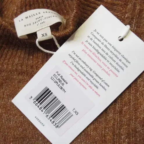 Sézane NWT Sezane Rosalie Pullover in Squirrel Mohair Wool Blend Knit Sweater XS