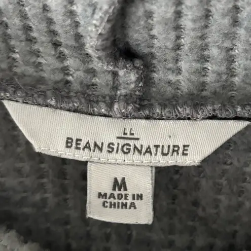 L.L.Bean  Signature Gray Waffle Knit Pullover Mock Neck Tunic Side Zipper Sweater