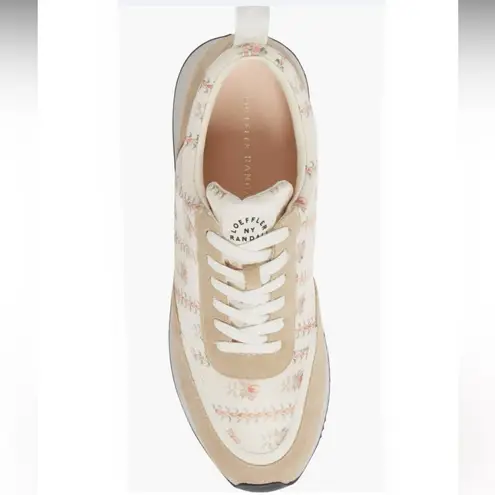 Loeffler Randall Remi Lace Up Sneakers Beige Floral 5.5