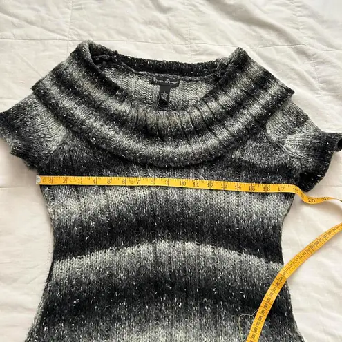 Mercer and Madison Black grey striped wool blend short sleeve cowl neck sweater Gray Size L