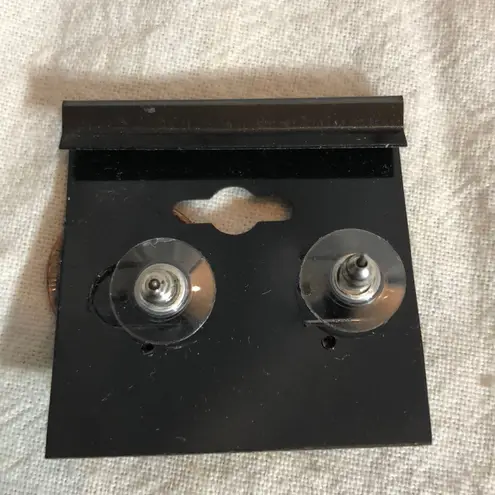 Handcrafted One of a Kind Beaten Round Copper Earrings Rhinestones NEW