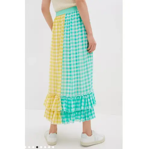 Eva Franco Lynsey Gingham Maxi Skirt Yellow Motif Size XS