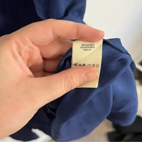 Free People NWT  Mumbai Nights Navy Blue 100% Silk Sleeveless Midi Dress XS