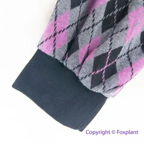 Unique Vintage Adorable Purple & Pink Argyle Sweater Dress women plus size 1X