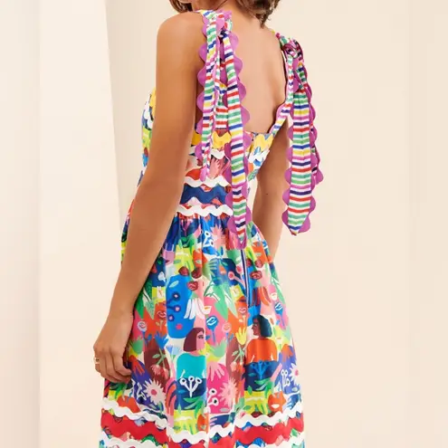 Celia B Love Midi Dress in Multi Rainbow Pattern Size Small Red