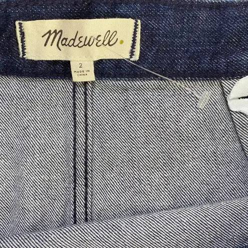 Madewell  Raw Hem Wrap D-Ring Belt Denim Mini Skirt Size 2 NWT Medium Dark Wash