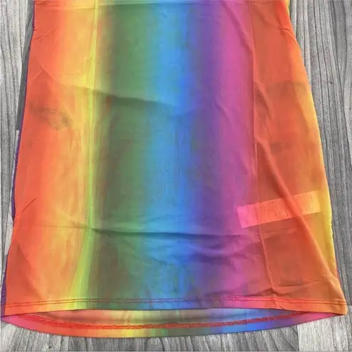 Iron fist NEW! Somewhere Rainbow Sheer Mesh Mini Dress Sequin Heart MEDIUM Pride