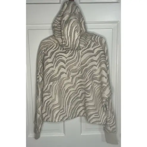 Sweaty Betty Essentials Light Gray Zebra Print Hoodie Size M NWT - Image 4