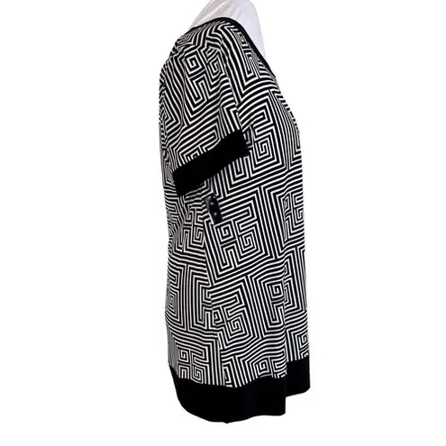 Tiana B. Modern Geometric Greek Patterned Black Swing Dress 22W Plus Size NWT White