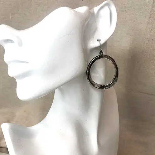 SIMON SEBBAG Sterling Silver Electroplated Drop Hoop Earrings Vintage