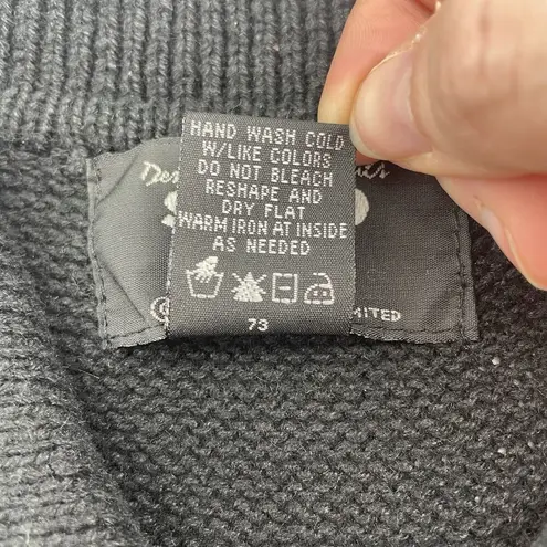 Vtg Size PM Petite Sweater Vest Snowflakes Full Zip Up Black Christmas Woman's