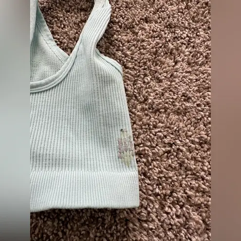 Free People Movement Seamless Ribbed Crop Tank Top & Shorts Set Activewear Blue Size undefined