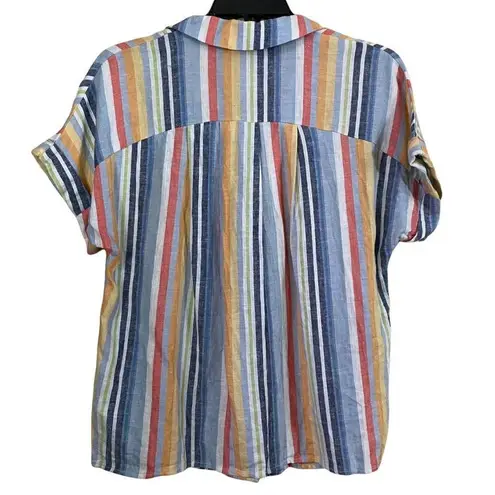 Laundry by Shelli Segal  Striped Linen Blend Blouse Size Medium