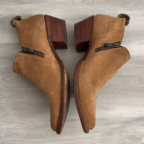 Frye  Satcha Moto Leather Suede Ankle Boots Booties Heeled