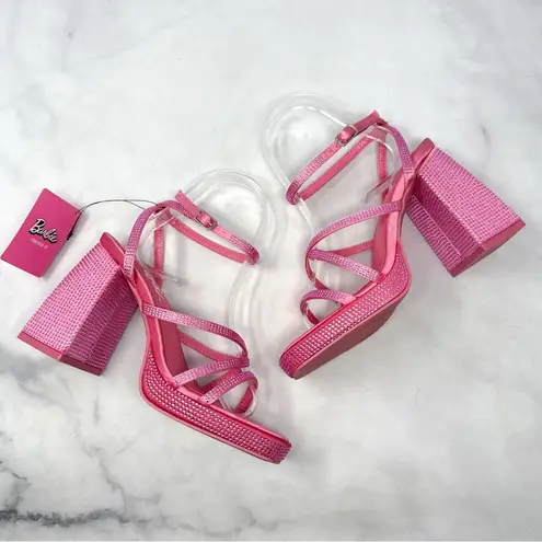 Barbie NWT x Forever 21 Rhinestone Bling Strappy Platform Sandal Heels Pink 6