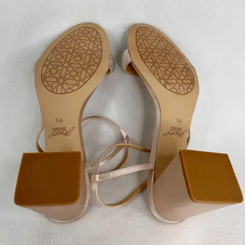 Badgley Mischka Jewel Earlene Block Heel Sandal 9.5 Champagne Satin Prom