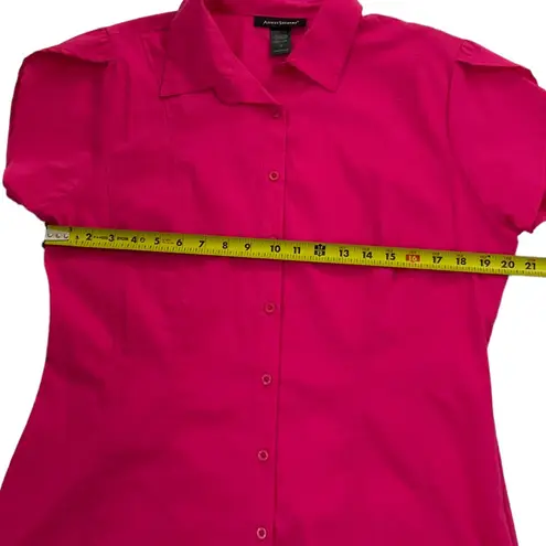 Ashley Stewart  Size 12 Button Down Shirt Collared Short Sleeve Pink Cotton