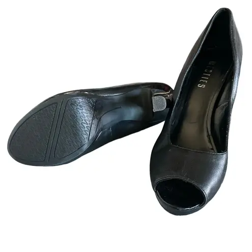 Westies Womens Black Platform Peep Toe Heels Elegant Chic Size 8