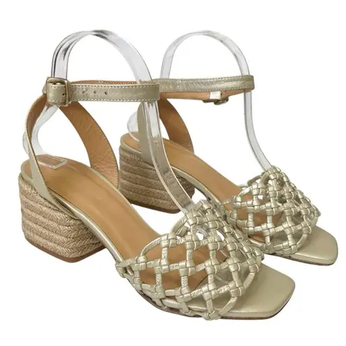 Paloma Barcelo Woven Leather Espadrille Sandals Women’s Size 7 Raffia Heel Tan
