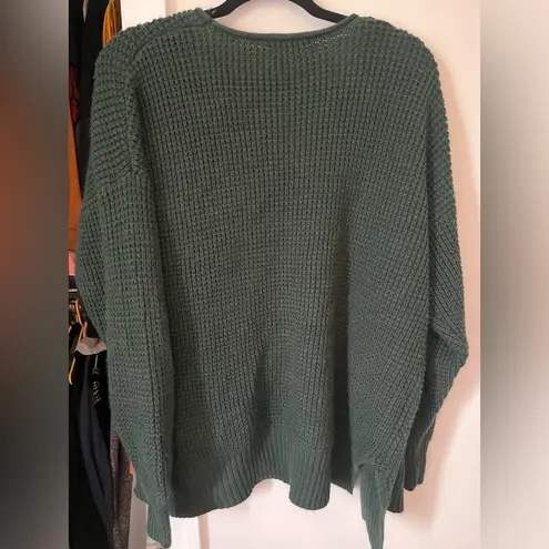Zenana Outfitters Army Green Waffle Knit Cardigan Size Large