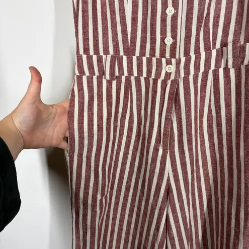 Boden Stripe Linen Cotton Blend Jumpsuit Size US 4 Red