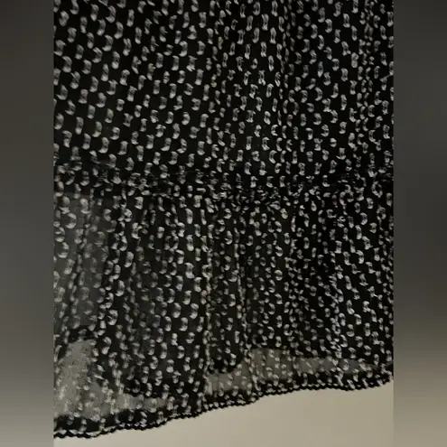 Democracy Black and White Polka Dot Peasant Blouse Size M