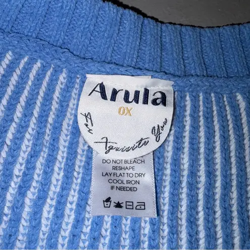 Arula by Altar’d State Blue & White Ribbed Sloane Relaxed Fit Sweater size 0X